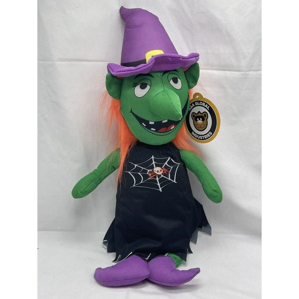 Halloween Green Witch Plush 18" Orange A&A Global 2022 Stuffed Animal Toy w/TAGS